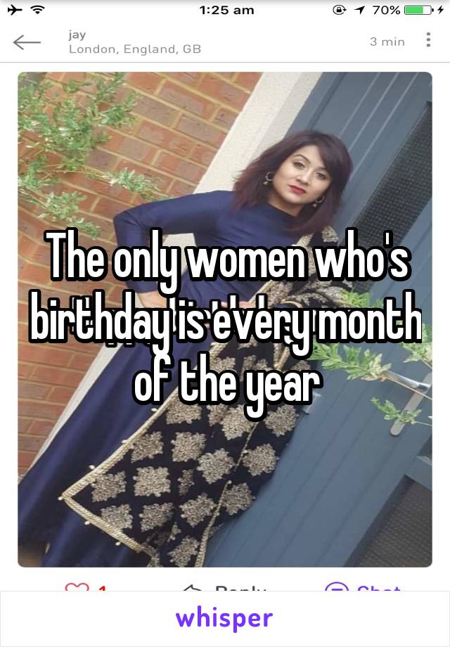 The only women who's birthday is every month of the year