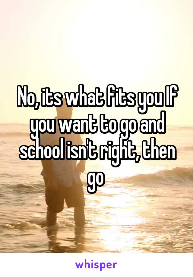 No, its what fits you If you want to go and school isn't right, then go 