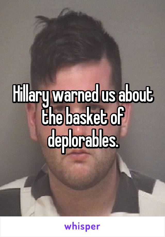 Hillary warned us about the basket of deplorables.