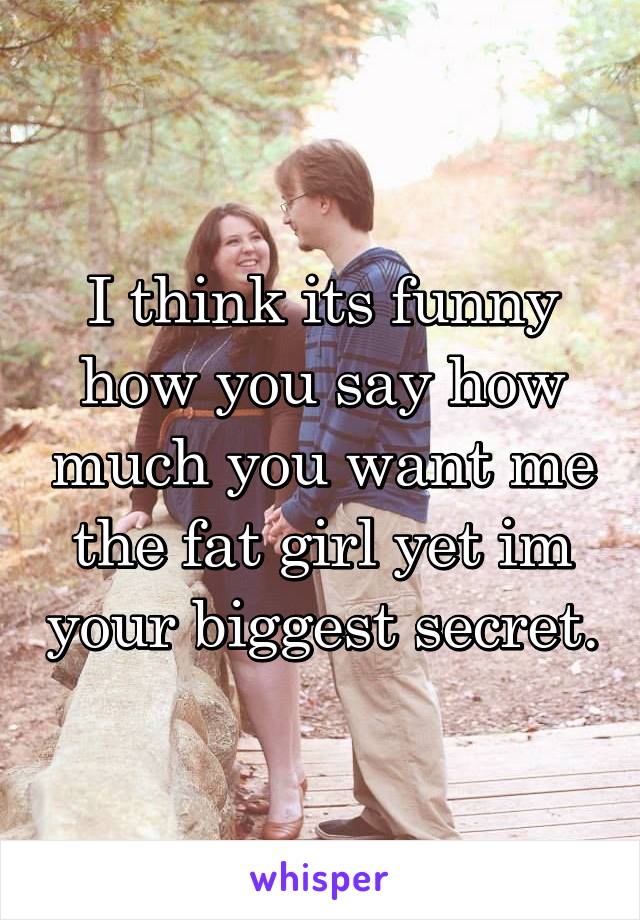 I think its funny how you say how much you want me the fat girl yet im your biggest secret.
