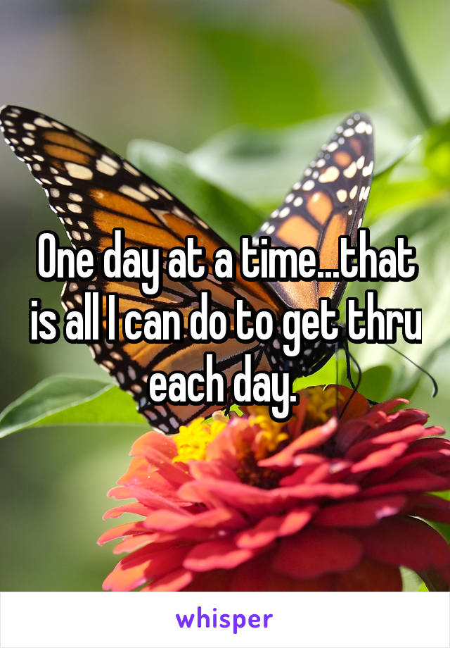 One day at a time...that is all I can do to get thru each day. 