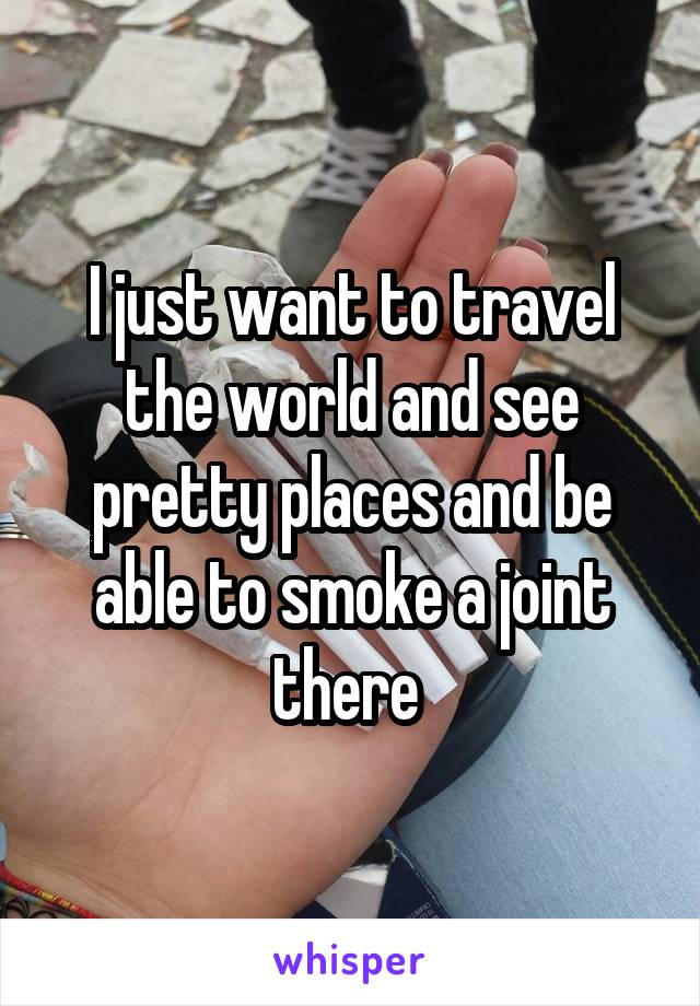 I just want to travel the world and see pretty places and be able to smoke a joint there 