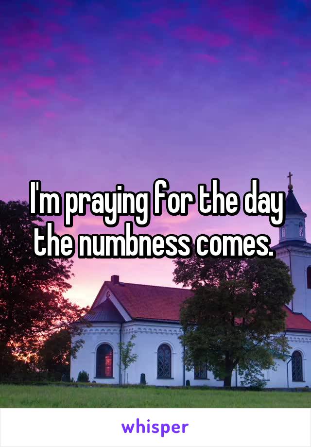I'm praying for the day the numbness comes. 