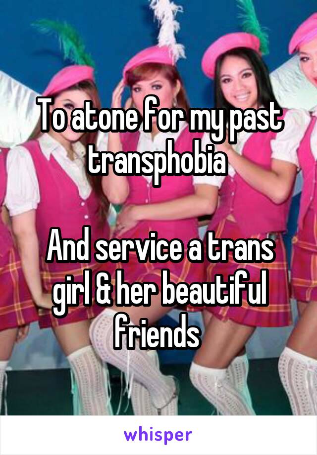 To atone for my past transphobia 

And service a trans girl & her beautiful friends 