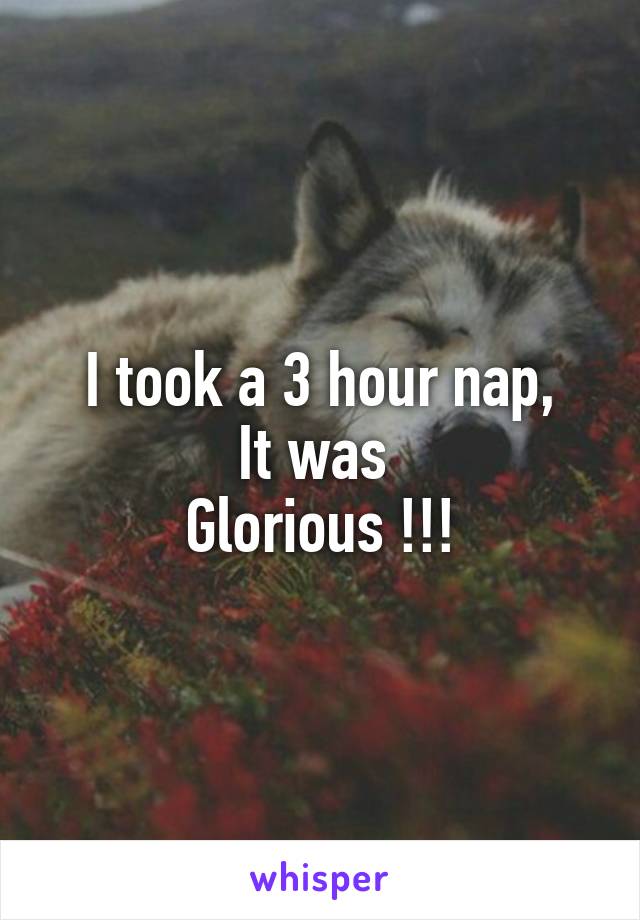 I took a 3 hour nap,
It was 
Glorious !!!