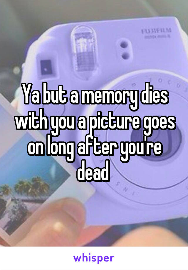 Ya but a memory dies with you a picture goes on long after you're dead 