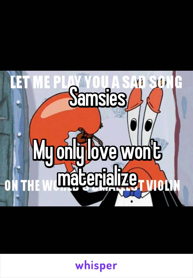 Samsies

My only love won't materialize
