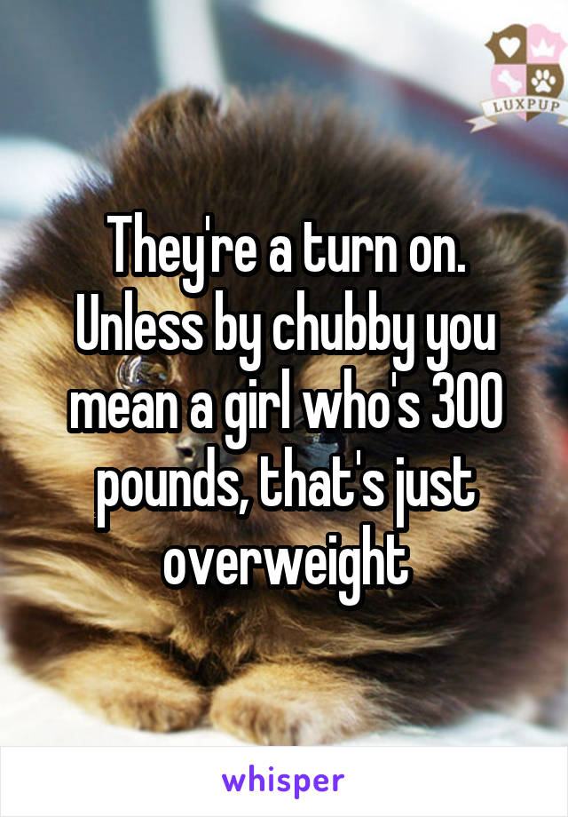 They're a turn on. Unless by chubby you mean a girl who's 300 pounds, that's just overweight