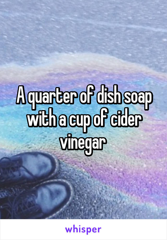 A quarter of dish soap with a cup of cider vinegar 