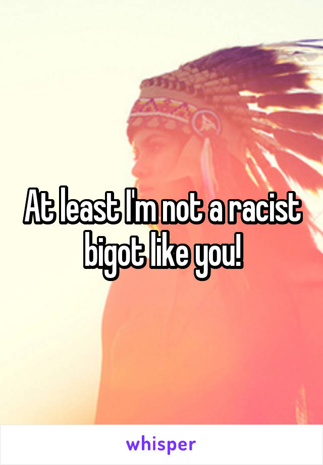 At least I'm not a racist bigot like you!