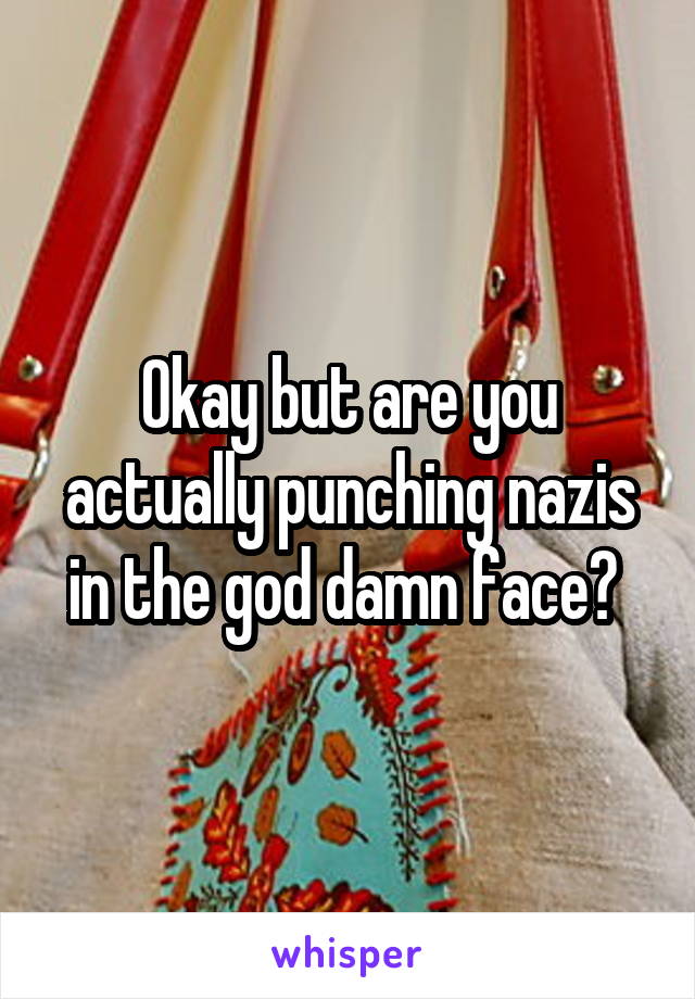 Okay but are you actually punching nazis in the god damn face? 