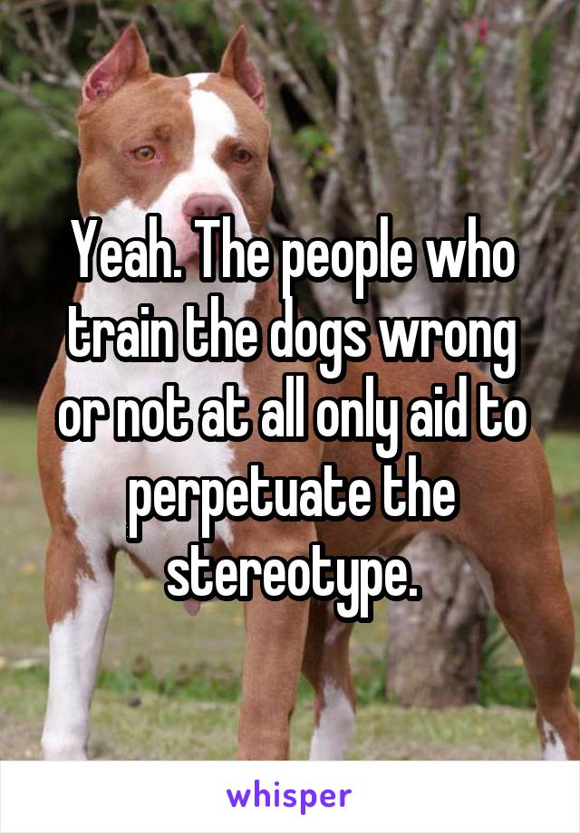 Yeah. The people who train the dogs wrong or not at all only aid to perpetuate the stereotype.