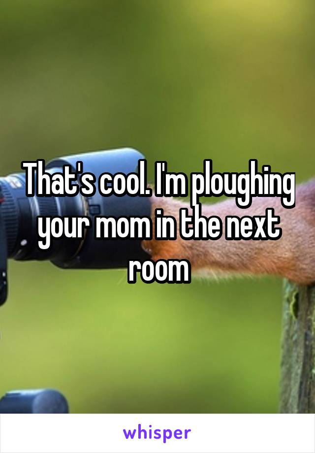 That's cool. I'm ploughing your mom in the next room