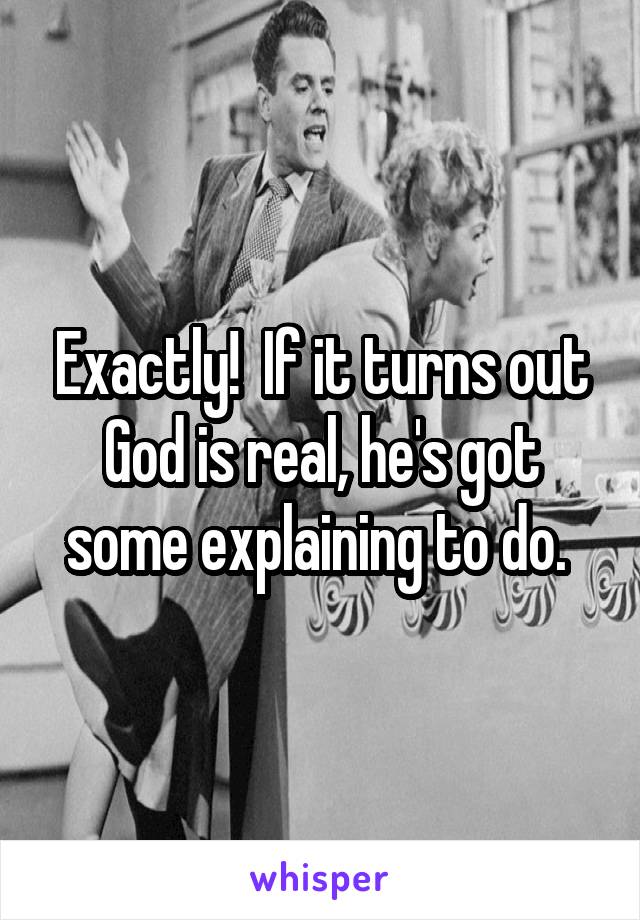 Exactly!  If it turns out God is real, he's got some explaining to do. 