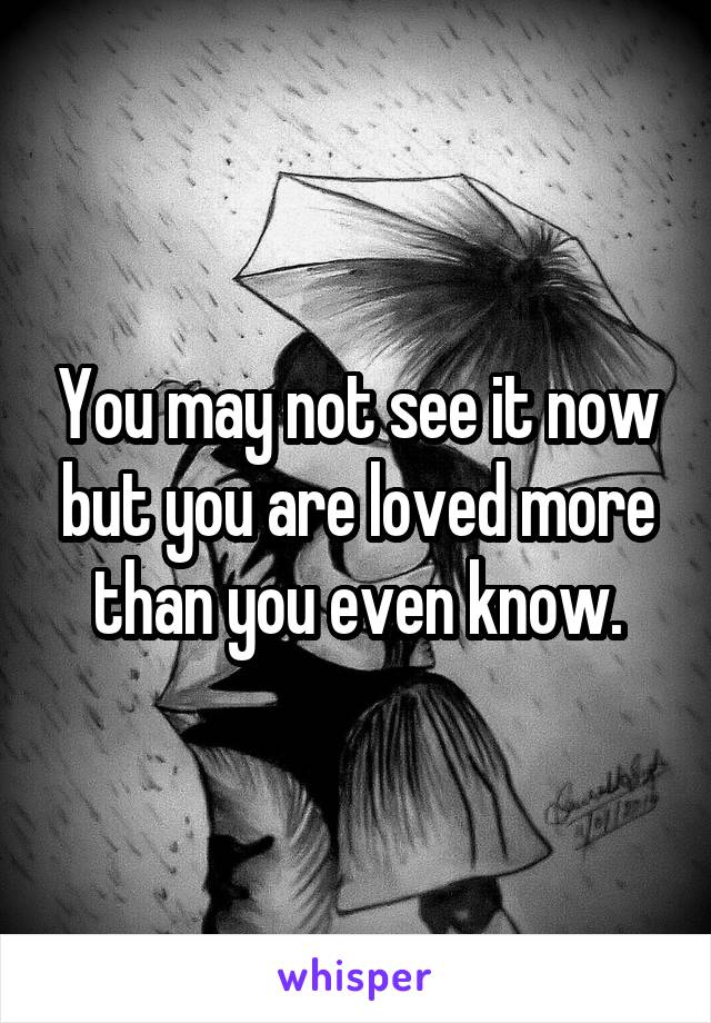 You may not see it now but you are loved more than you even know.