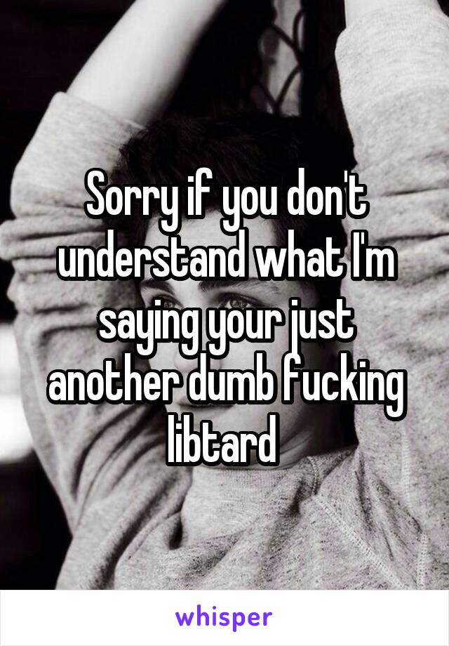 Sorry if you don't understand what I'm saying your just another dumb fucking libtard 