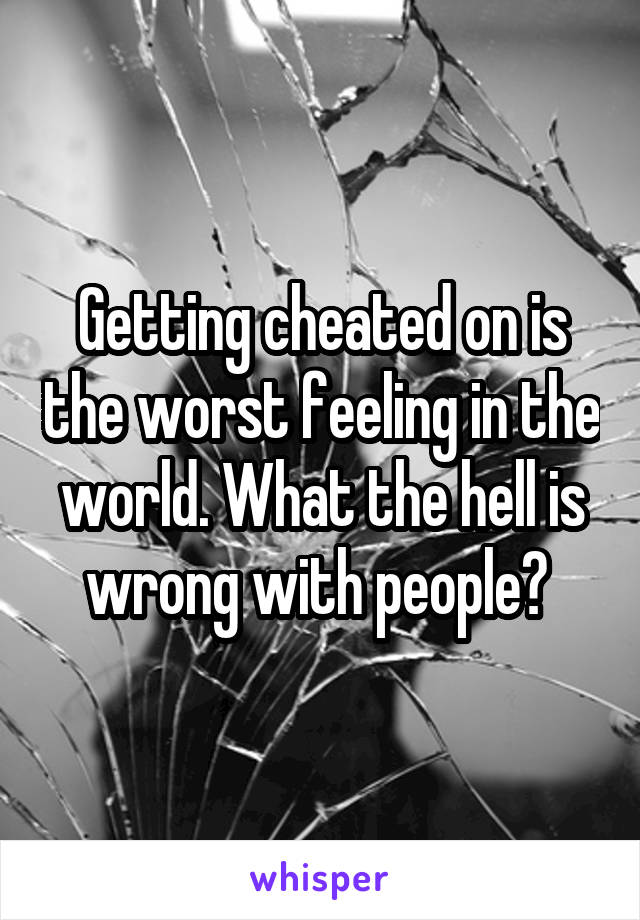 Getting cheated on is the worst feeling in the world. What the hell is wrong with people? 