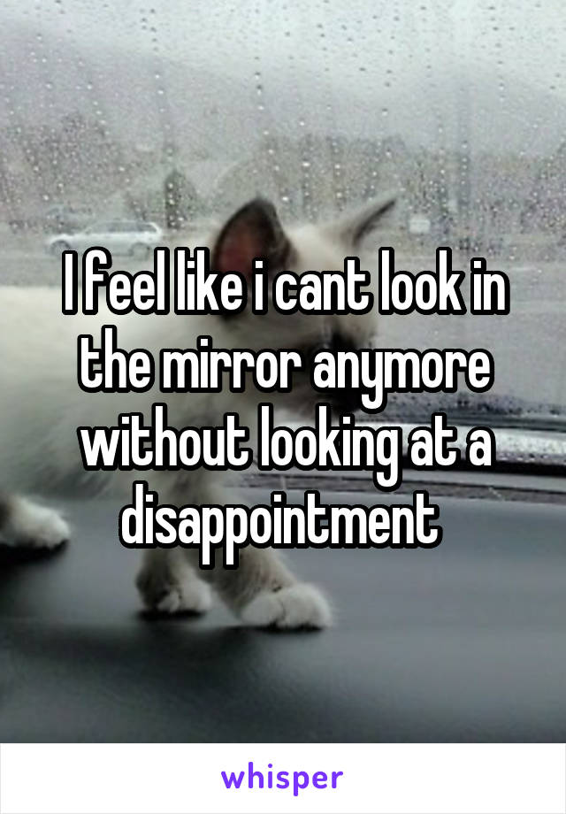 I feel like i cant look in the mirror anymore without looking at a disappointment 