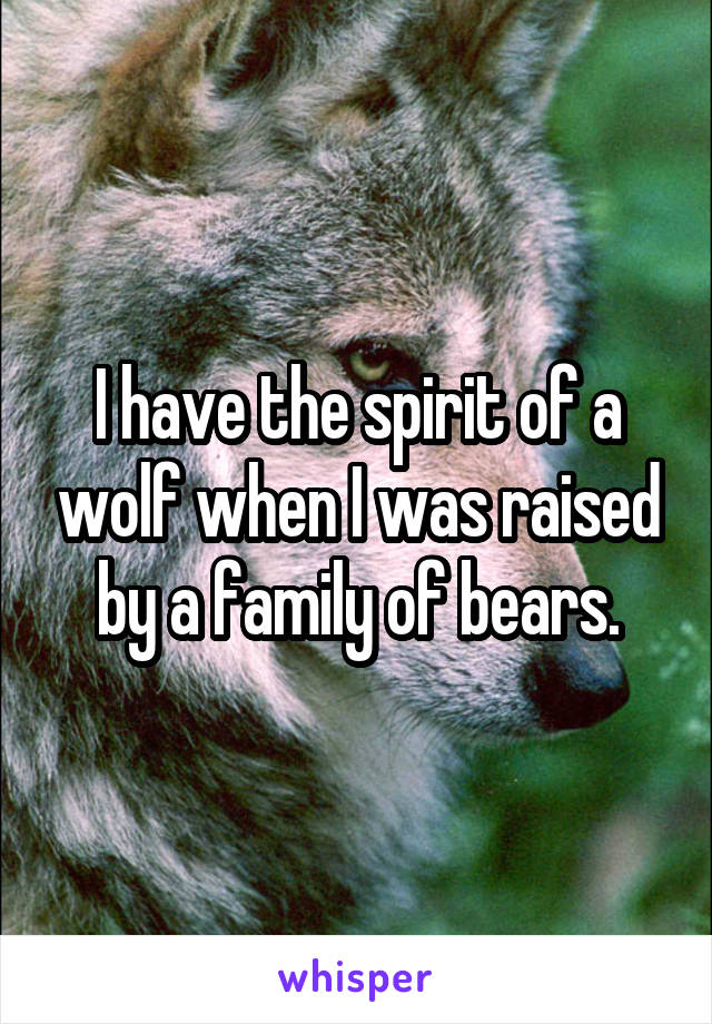 I have the spirit of a wolf when I was raised by a family of bears.