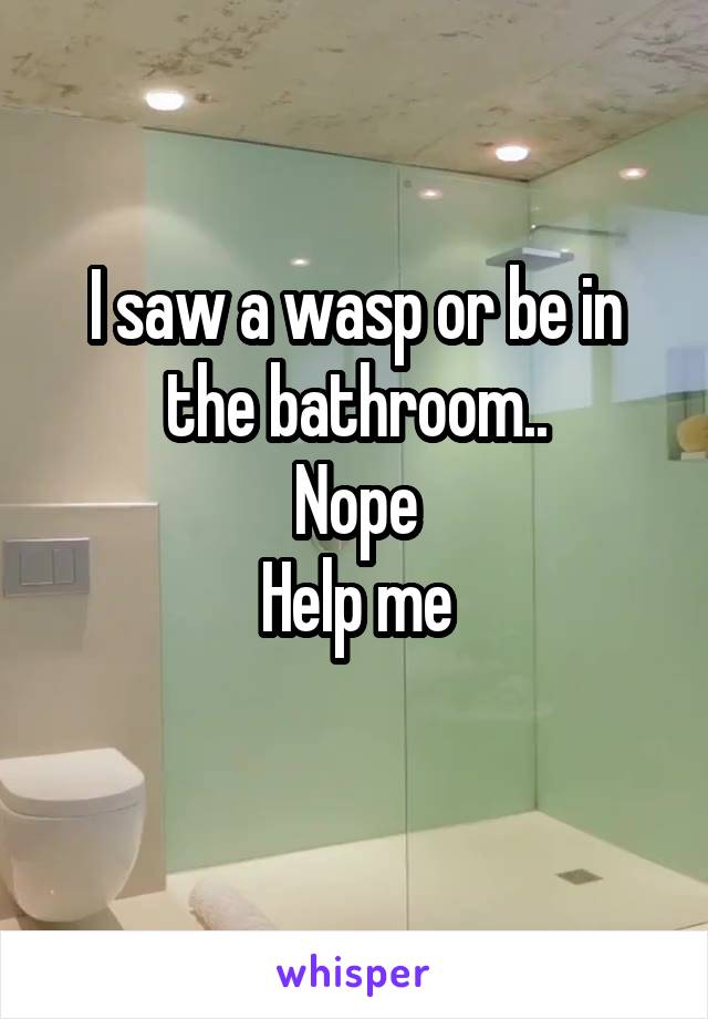 I saw a wasp or be in the bathroom..
Nope
Help me
