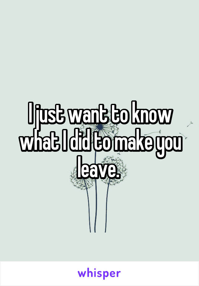 I just want to know what I did to make you leave. 