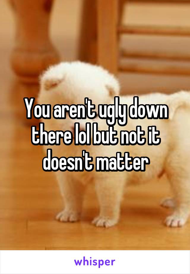 You aren't ugly down there lol but not it doesn't matter