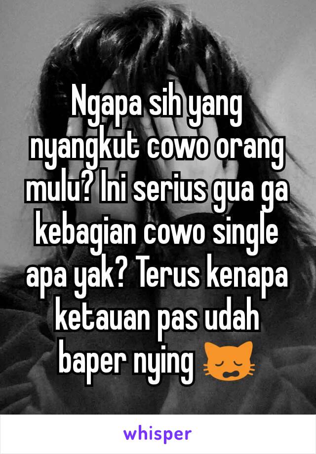 Ngapa sih yang nyangkut cowo orang mulu? Ini serius gua ga kebagian cowo single apa yak? Terus kenapa ketauan pas udah baper nying 🙀