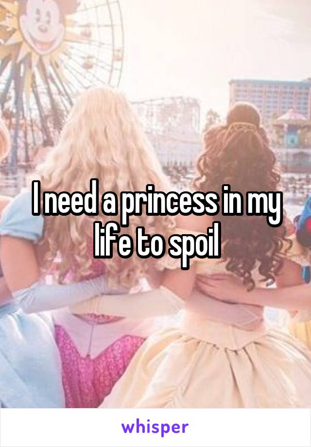 I need a princess in my life to spoil