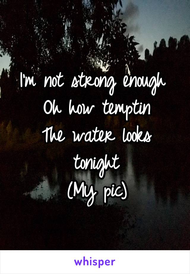 I'm not strong enough 
Oh how temptin
The water looks tonight
(My pic)