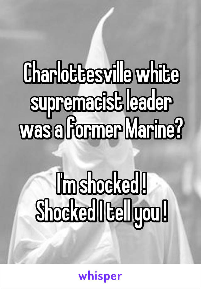 Charlottesville white supremacist leader was a former Marine?

I'm shocked !
Shocked I tell you !