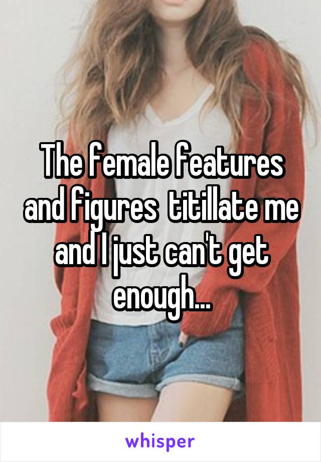 The female features and figures  titillate me and I just can't get enough...