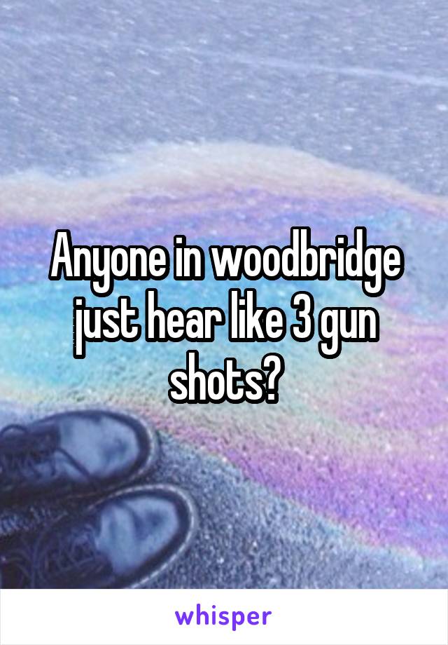 Anyone in woodbridge just hear like 3 gun shots?