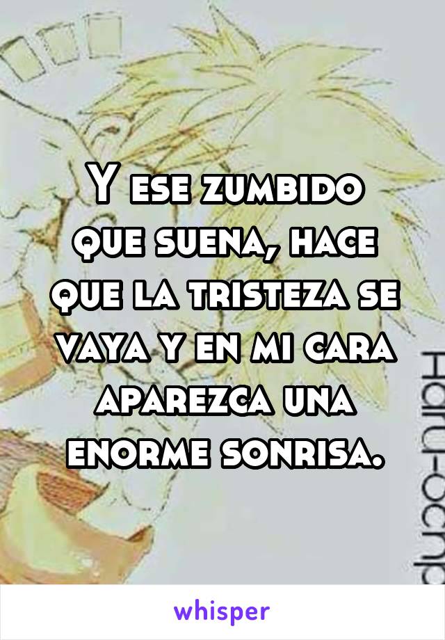 Y ese zumbido
que suena, hace que la tristeza se vaya y en mi cara aparezca una
enorme sonrisa.