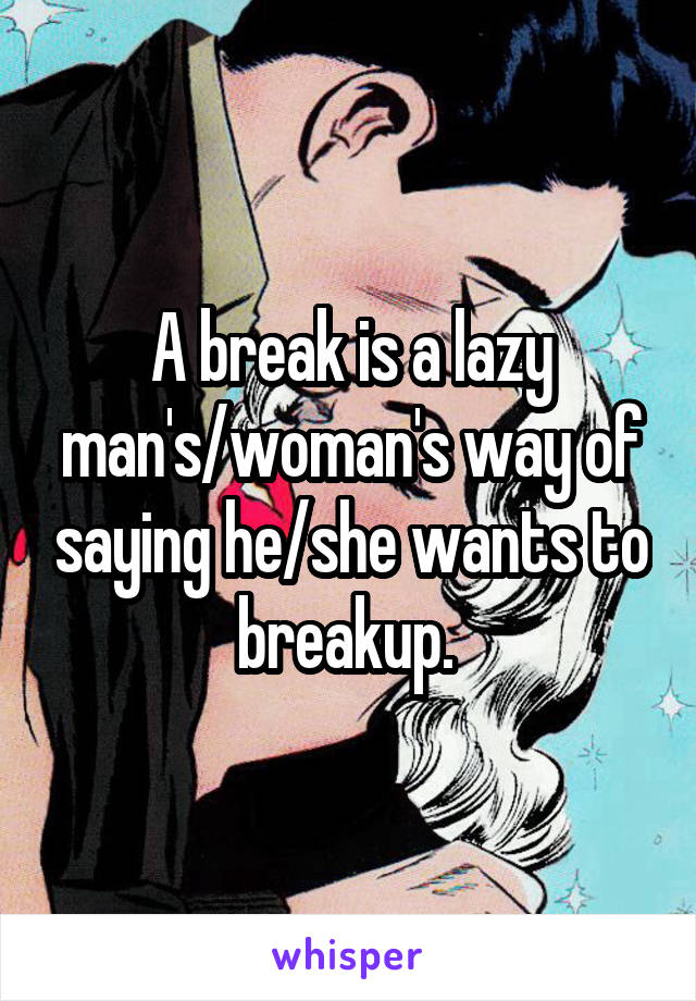 A break is a lazy man's/woman's way of saying he/she wants to breakup. 