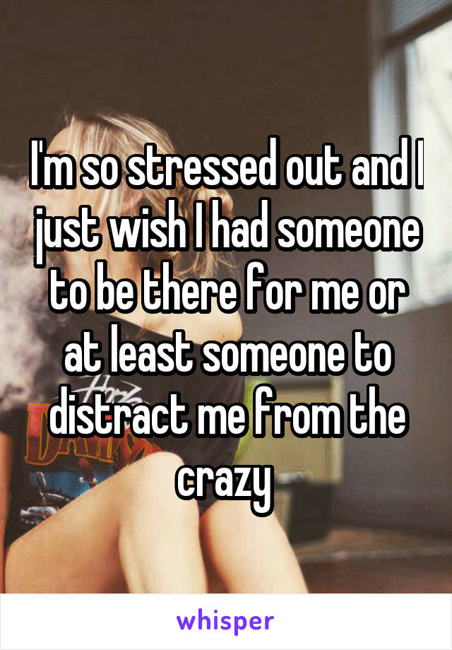 I'm so stressed out and I just wish I had someone to be there for me or at least someone to distract me from the crazy 