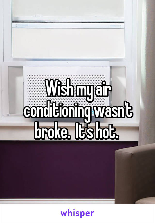 Wish my air conditioning wasn't broke.  It's hot. 