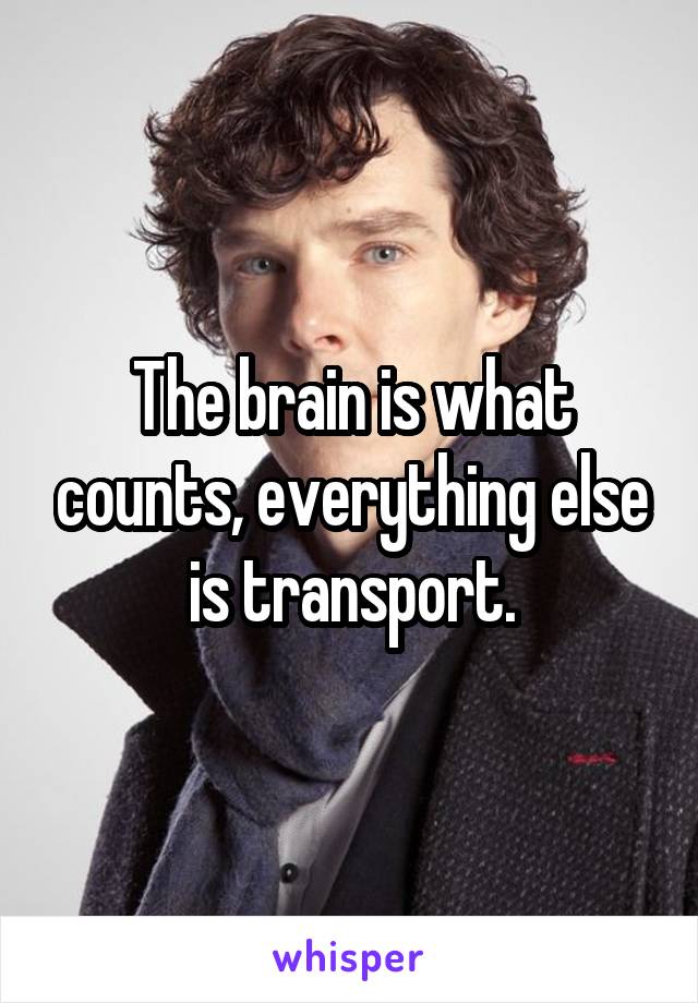 The brain is what counts, everything else is transport.