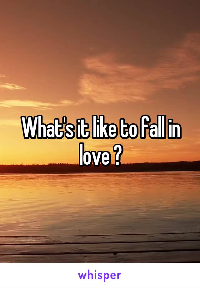 What's it like to fall in love ?