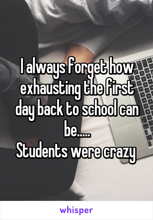 I always forget how exhausting the first day back to school can be.....
Students were crazy 