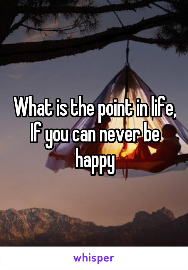 What is the point in life, If you can never be happy