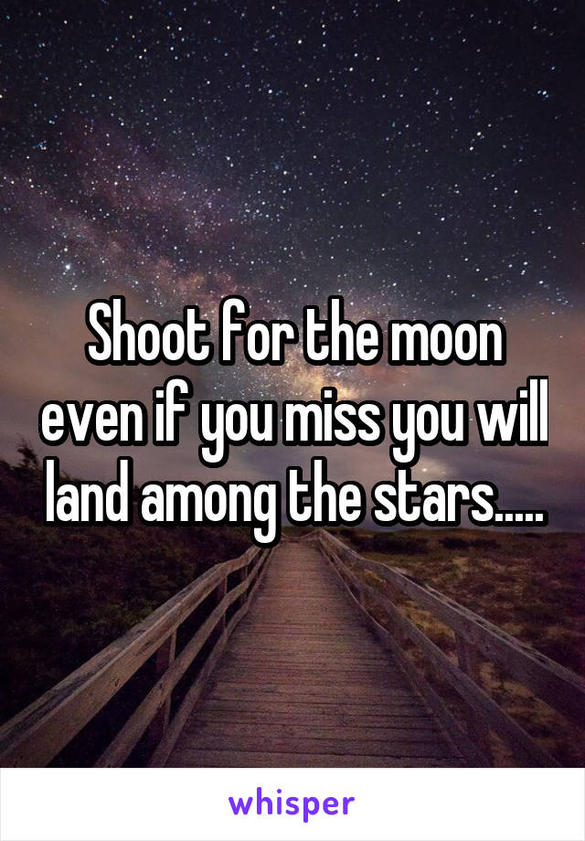 Shoot for the moon even if you miss you will land among the stars.....