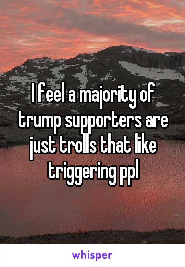 I feel a majority of trump supporters are just trolls that like triggering ppl