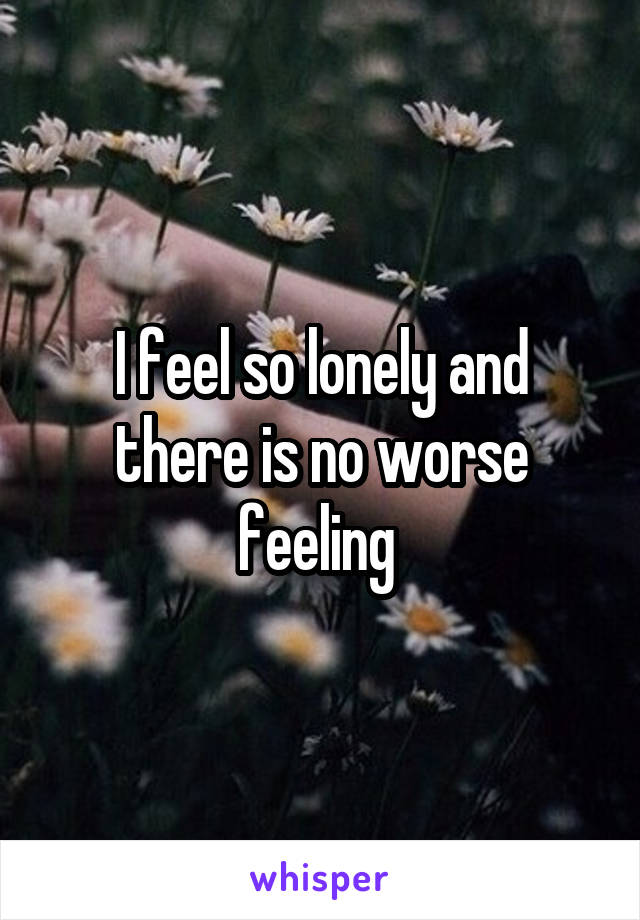 I feel so lonely and there is no worse feeling 