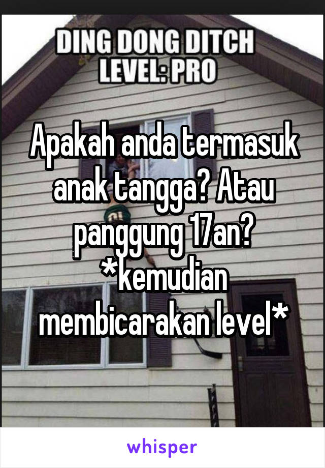 Apakah anda termasuk anak tangga? Atau panggung 17an? *kemudian membicarakan level*