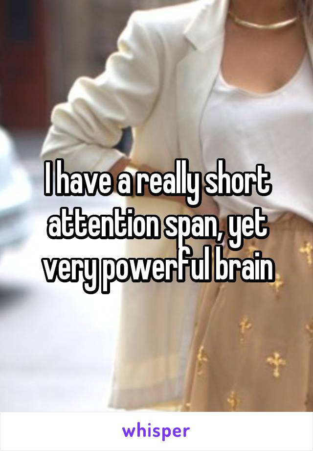 I have a really short attention span, yet very powerful brain