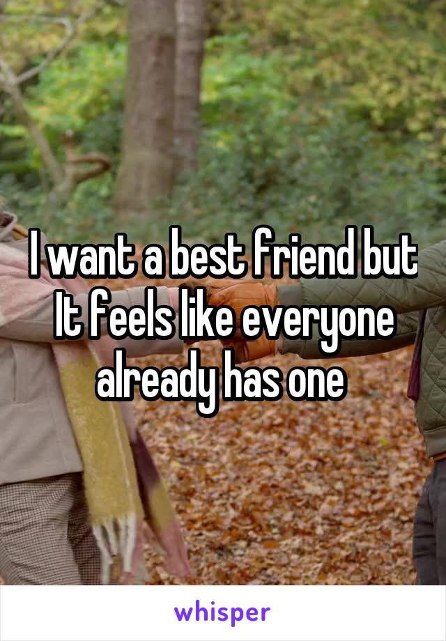 I want a best friend but It feels like everyone already has one 