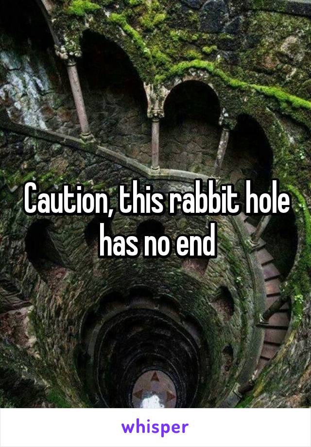 Caution, this rabbit hole has no end