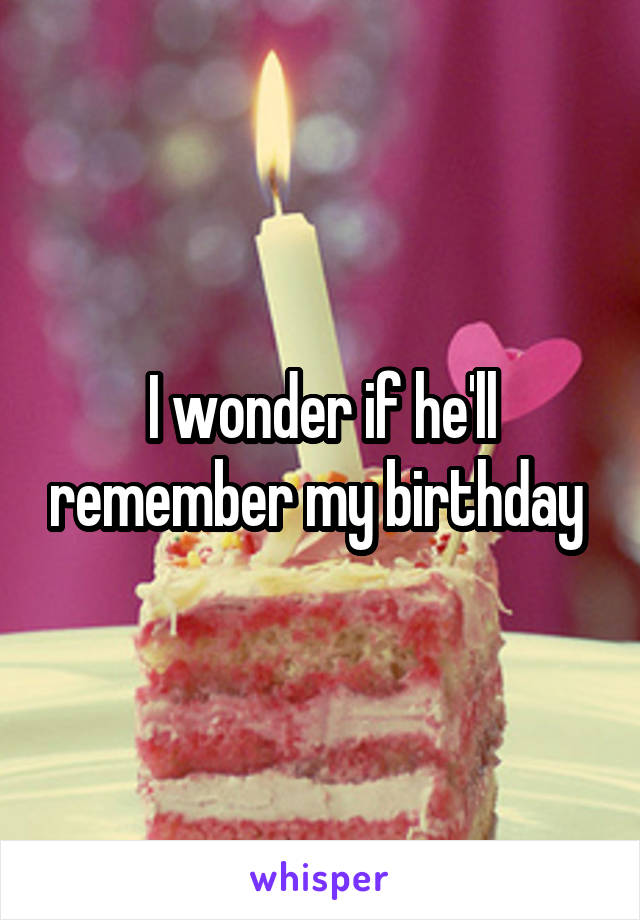 I wonder if he'll remember my birthday 