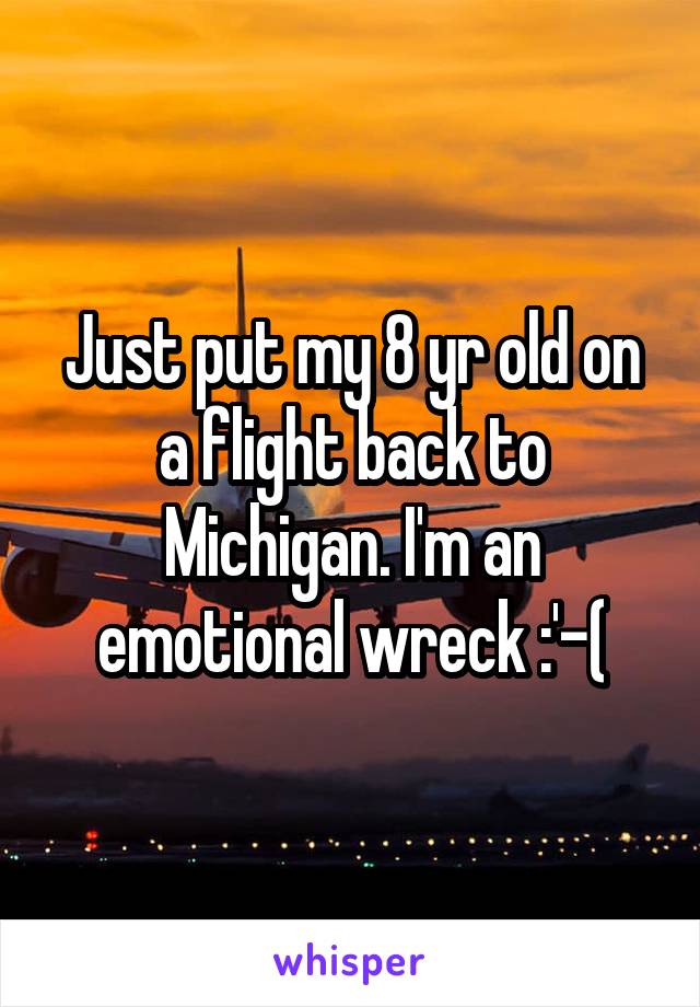 Just put my 8 yr old on a flight back to Michigan. I'm an emotional wreck :'-(