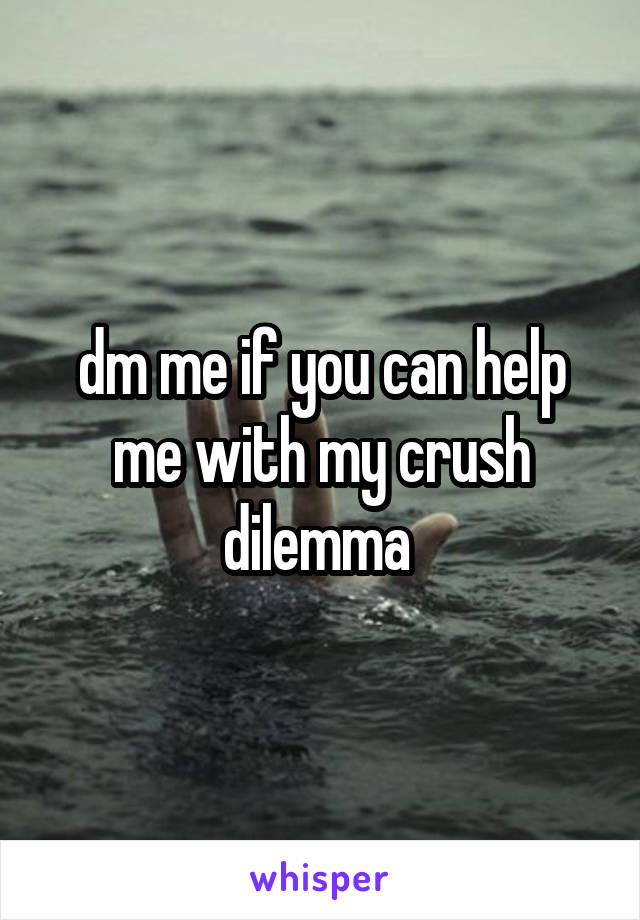 dm me if you can help me with my crush dilemma 